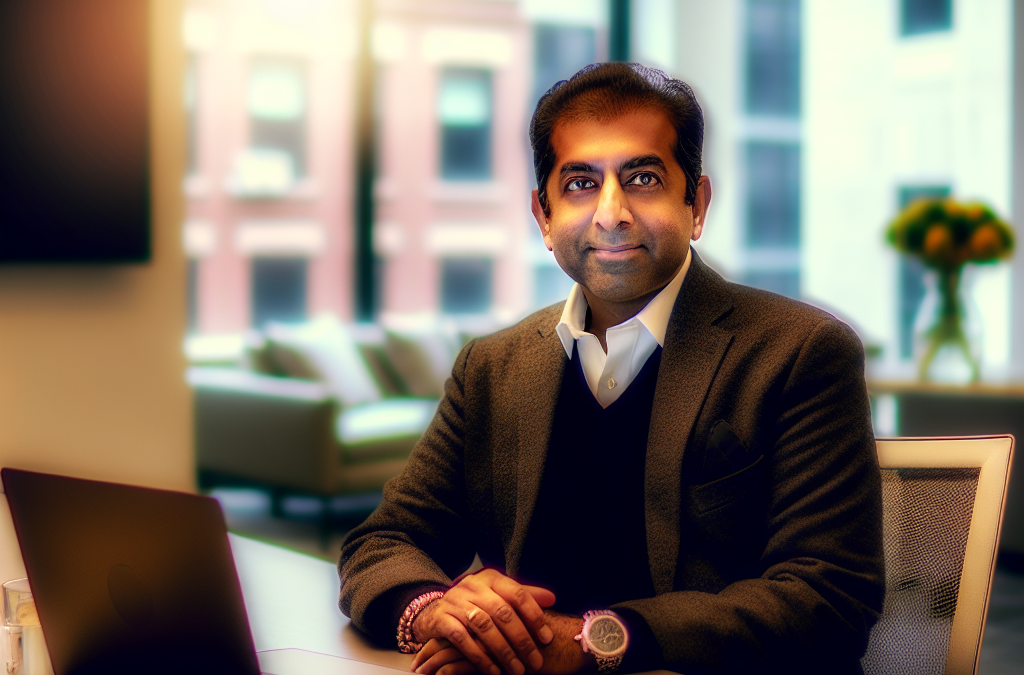 Entrepreneur in a modern office in Northern New Jersey reflecting on motivation, education, and community leadership