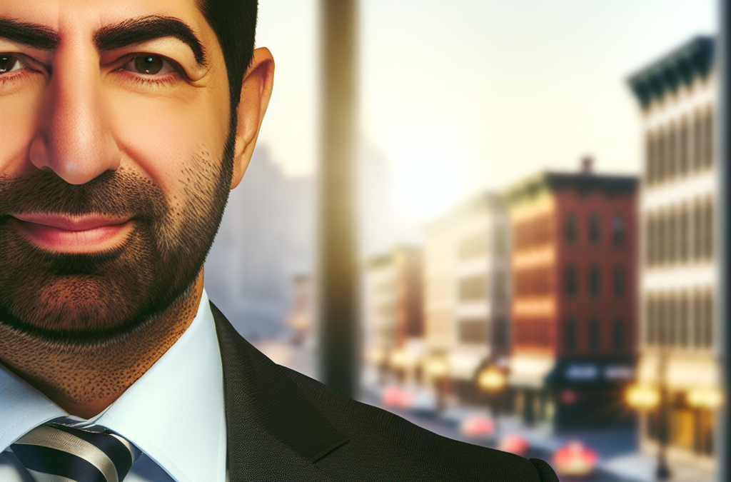 Entrepreneur and community-focused business leader in a modern office setting in North Jersey