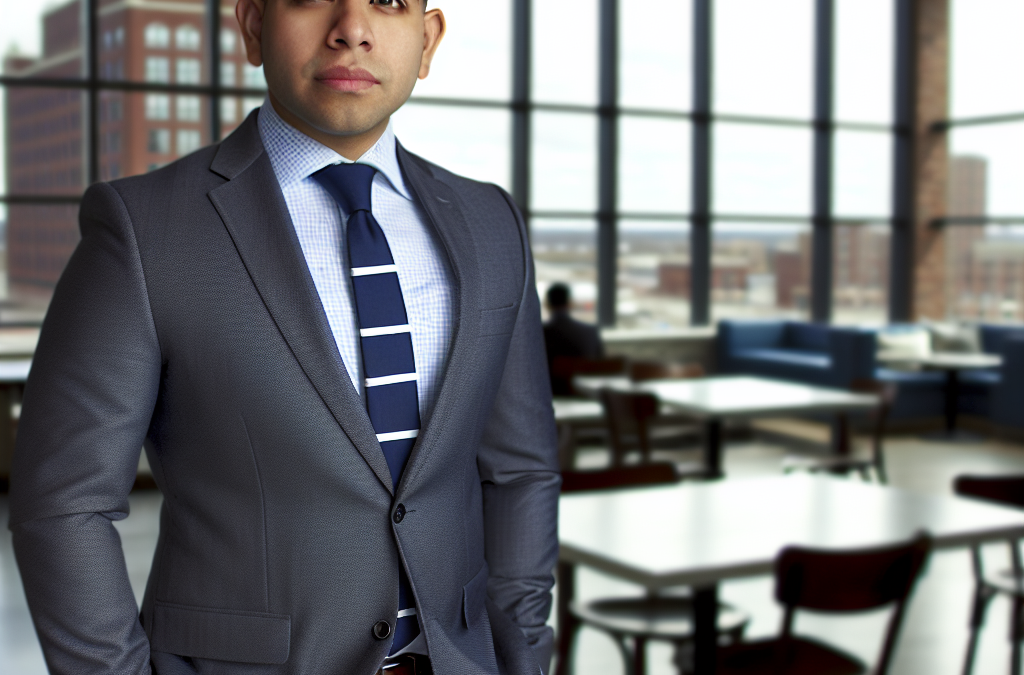 Entrepreneur in a modern office in northern New Jersey representing motivation, education, and community leadership