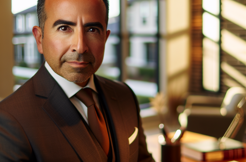 Professional image of a businessman and attorney in a modern office, reflecting motivation and community leadership in New Jersey.