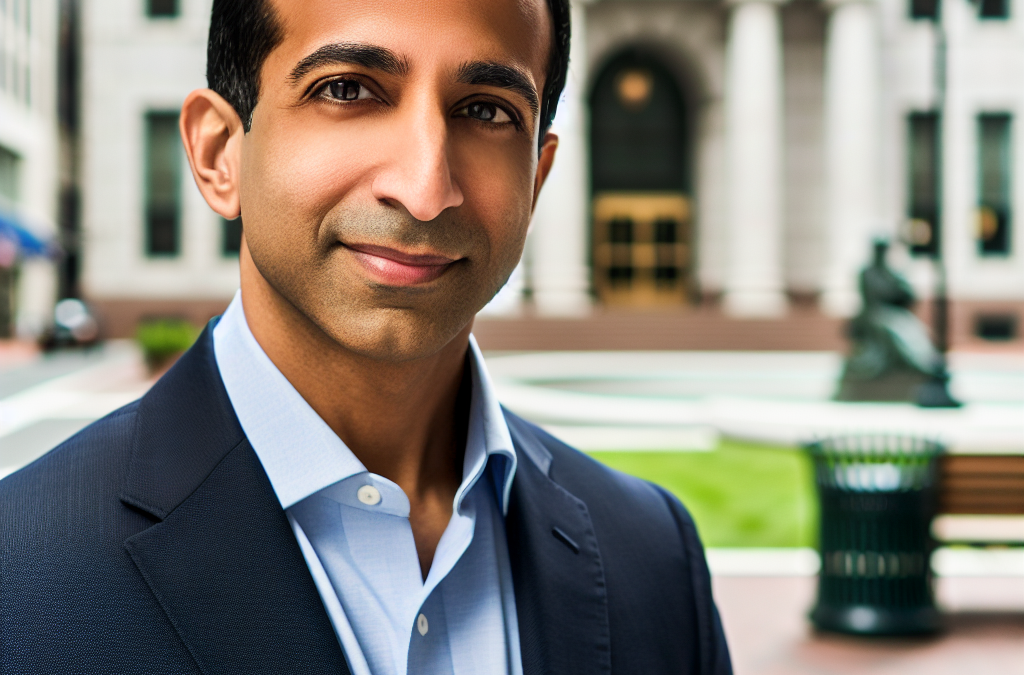 Entrepreneur and community-focused business leader in a modern downtown New Jersey setting